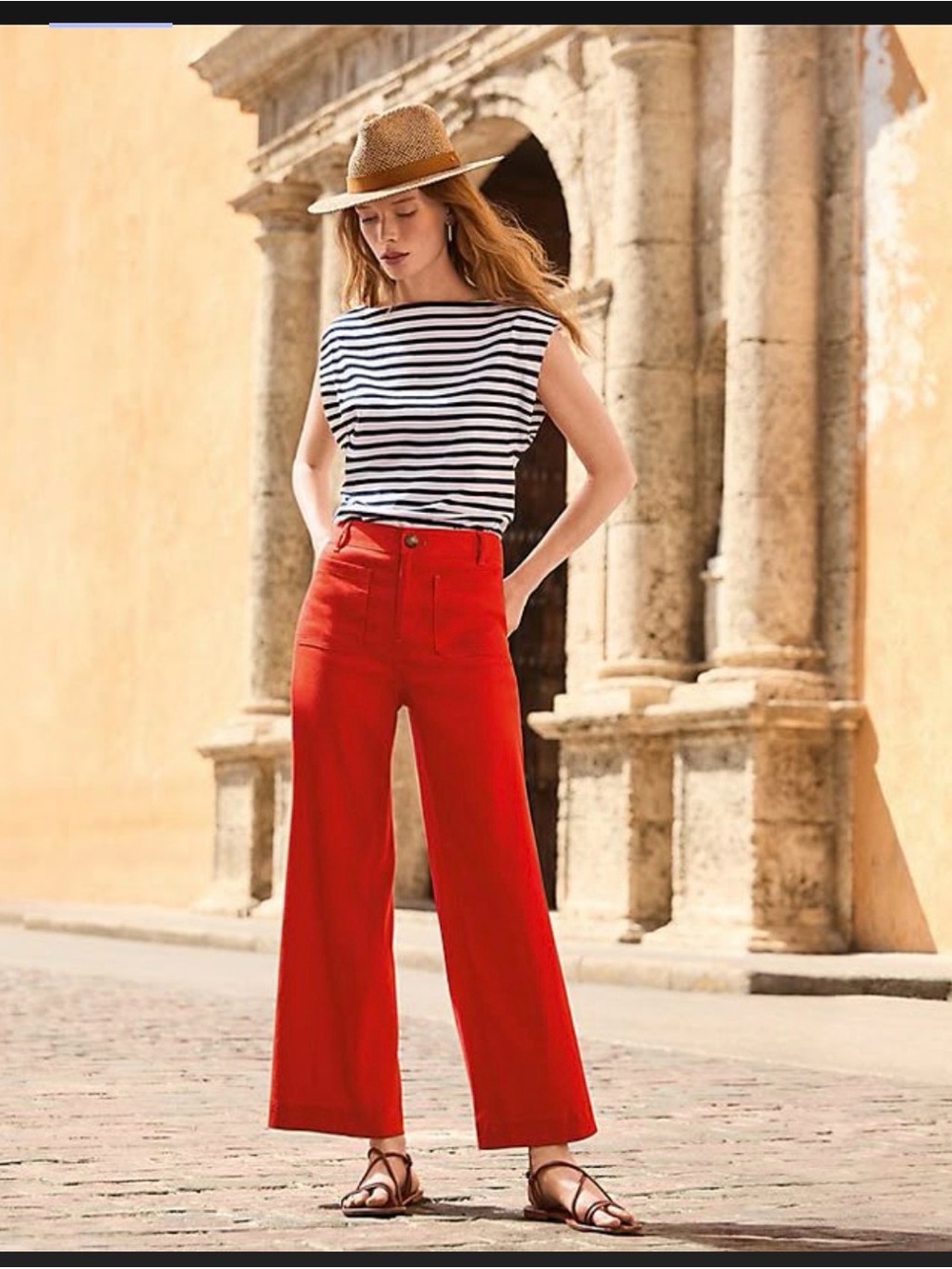 LOFT Pink High-Waist Wide-Leg Pants 10P